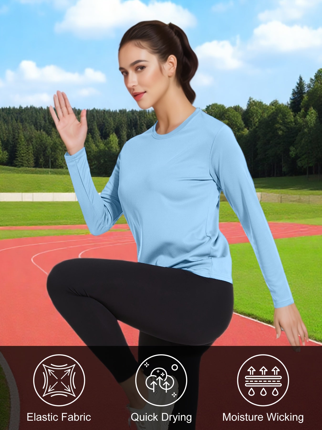5pcs Women's Quick-drying And Breathable Long-sleeved T-shirt Set, Basic Base Layer for Training, Moisture-wicking, Women's S Tops, Suitable for Casual Attire.