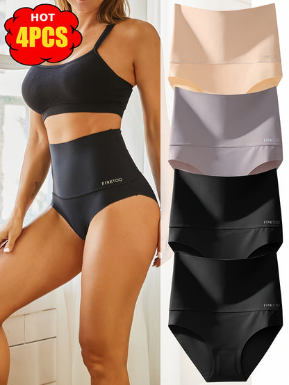 4pcs Seamless High Waisted Triangle Pants, Seamless Abdominal Underwear, Comfortable, Fashionable, Breathable, Skin Friendly And Elastic Underwear, Suitable for Daily Commuting, Women'S Underwear And Underwear