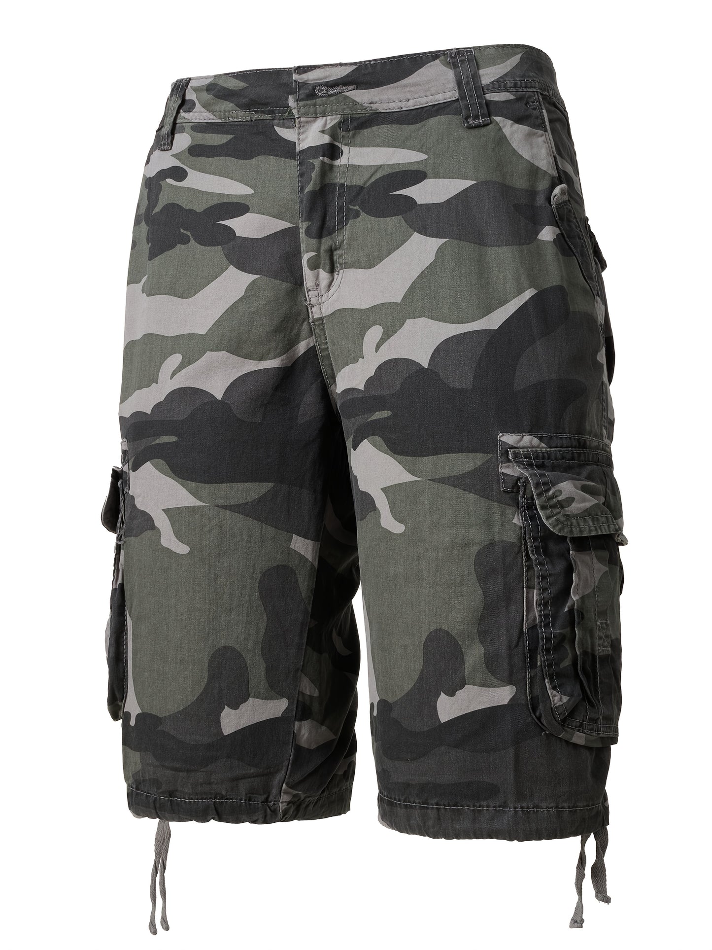 Men's Pure Cotton Washed Camouflage Outer Multi Pocket Workwear Shorts