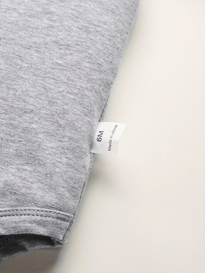 Cotton Baby Bodysuit With Fun Letter Printing, Casual And Comfortable, Soft Round Neck Baby Onesie