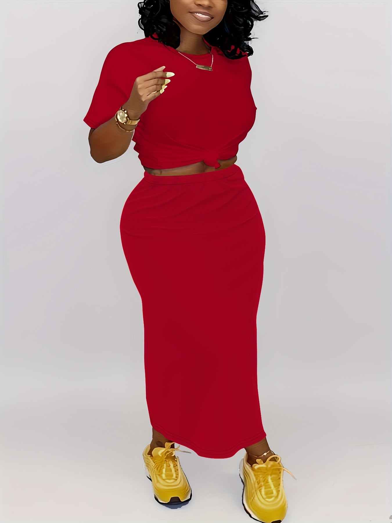 Red Short-Sleeve Skirt - product view 6