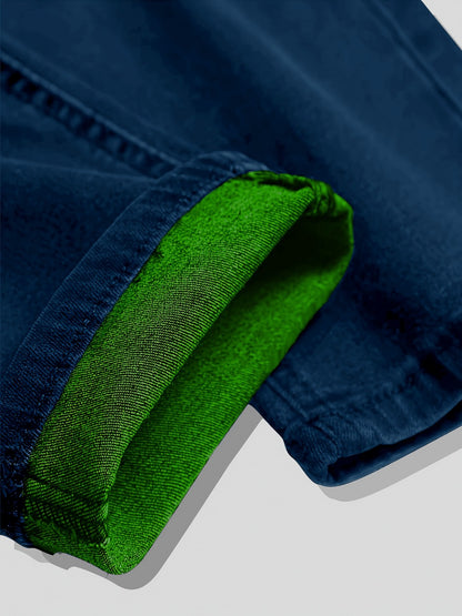 Men's Straight Leg Jeans - Classic Wash Distressed Travel