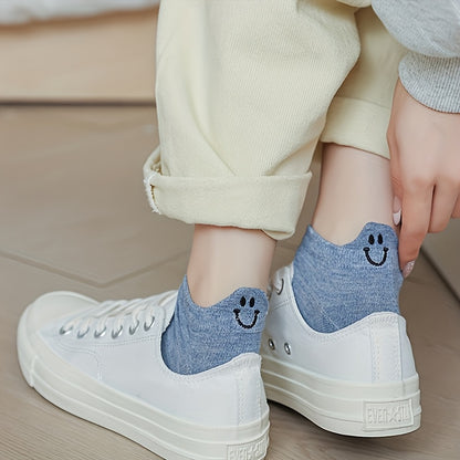 10 Pairs Of Short Socks for Women In Spring And Autumn, Soft, Comfortable, Embroidered, Versatile, Cute, Breathable, Sweat Absorbing, Short Tube, Trendy Sports Socks