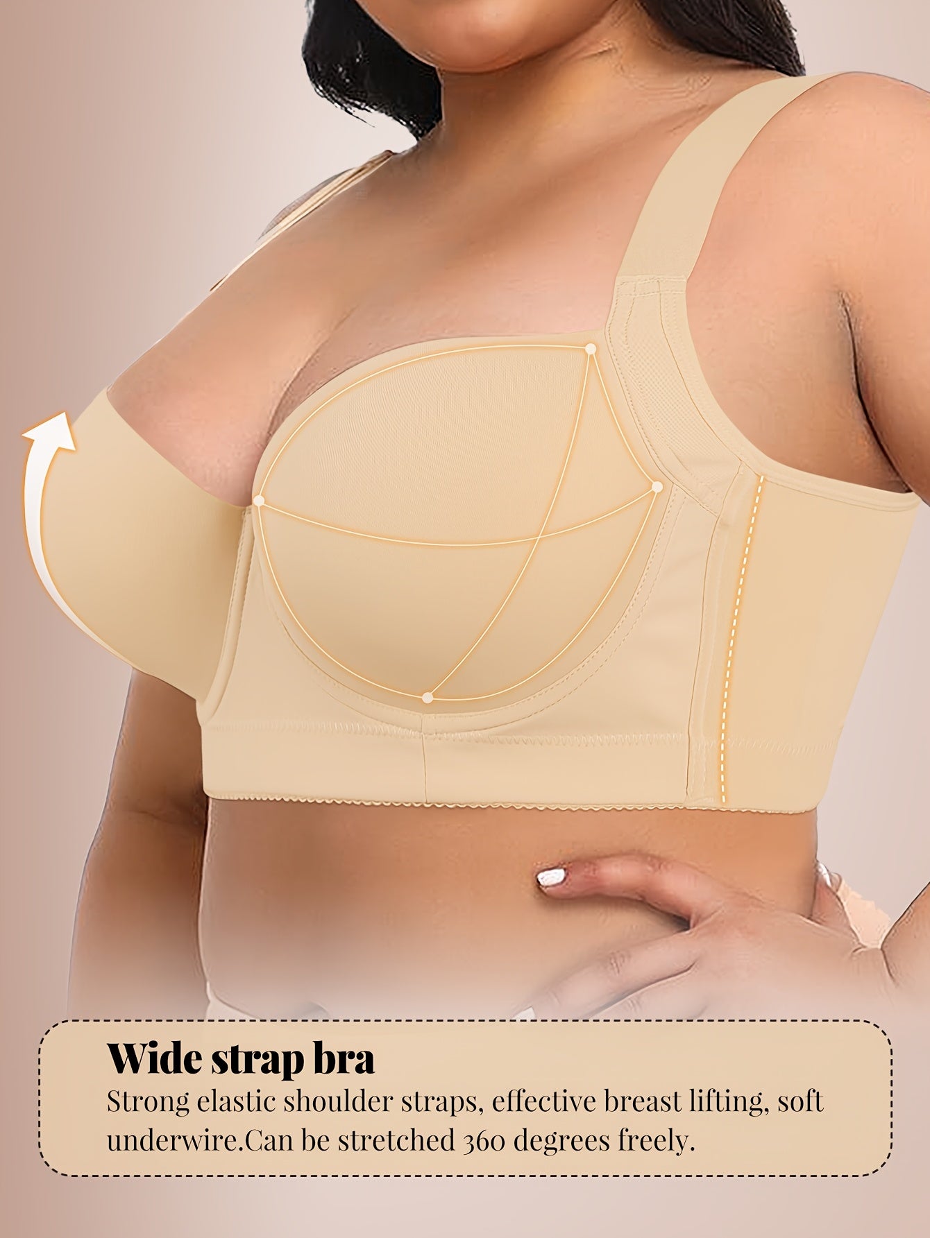 Seamless Large Size Push-up Bra for Women with Wide Shoulder Straps, Comfortable And Simple Bra