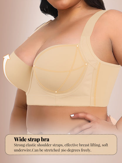 Seamless Large Size Push-up Bra for Women with Wide Shoulder Straps, Comfortable And Simple Bra
