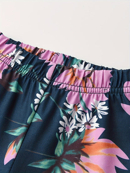 KuKitty Toddler Baby Girl Clothes Solid Color Flared Sleeve Ruffle Tops Sunflower Print Pants Outfits Set, Perfect for Outdoor
