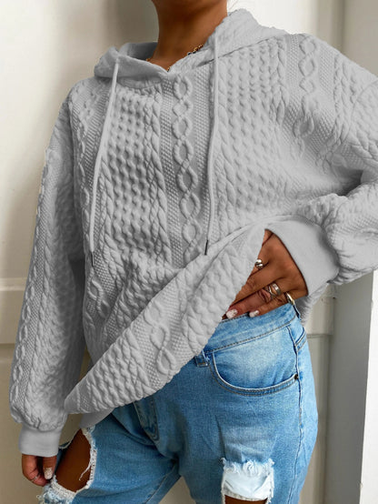 2025 Fall/Winter Hot! American Solid Color Cable Hoodie for Women, Loose Retro Top, Lazy Style, Versatile for Streetwear And Daily Wear