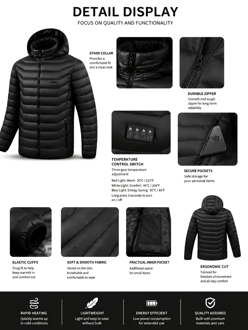Unisex Heated Pullover Jacket Everyday 861