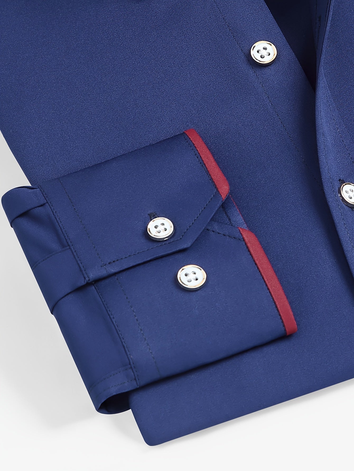 Color Block Fold-Up Collar Crystal Buckle Formal Shirt Men'S Long Sleeve Contrast Color Stretch Iron-Free Business Casual Top with Loan Fashion Cardigan Shirt