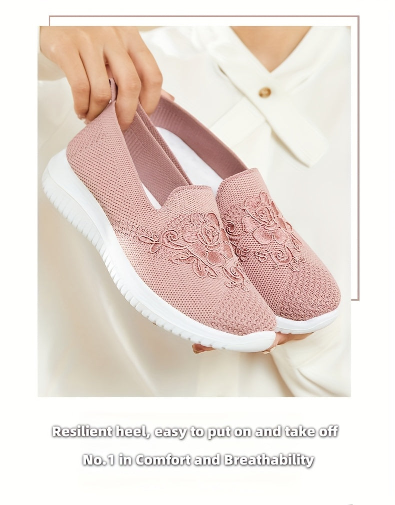 Women'S Breathable Hollow Flat Shoes, Shallow Mouth Flower Solid Color Mesh Shoes, Fashionable Lazy Shoes