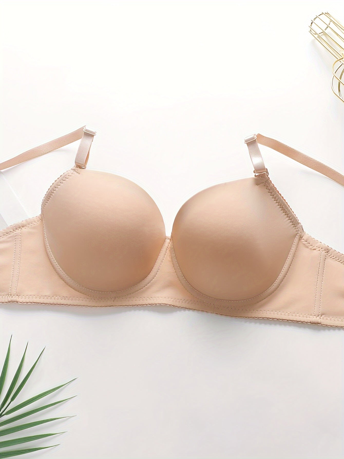 3 Sets Elegant Solid Color Polyamide Bra & Briefs Set, High Support Mid Rise Briefs with Non Removable Padding, Women's Lash Sets