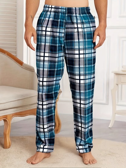 4pcs Set Spring Summer Men's New 4 Pair Plaid Pants Pajama Pants Men's Spring And Autumn Loose Can Be Worn 4pcs Combination Bag Casual Pants Only One Pocket On One Side