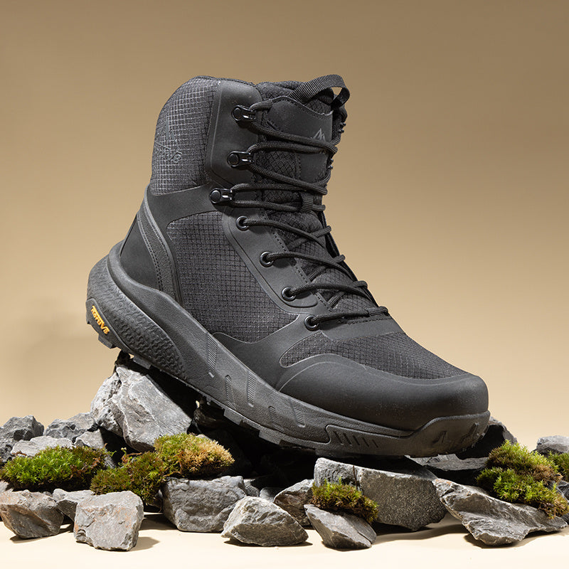 Men's Waterproof Hiking Boots Mid Tactical Boot Comfortable Lightweight Boots for Work All Day Side Zipper Motorcycle Combat Boots Backpacking Trekking
