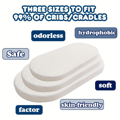 Crib Mattress - Waterproof Breathable Oval-Shaped Bassinet