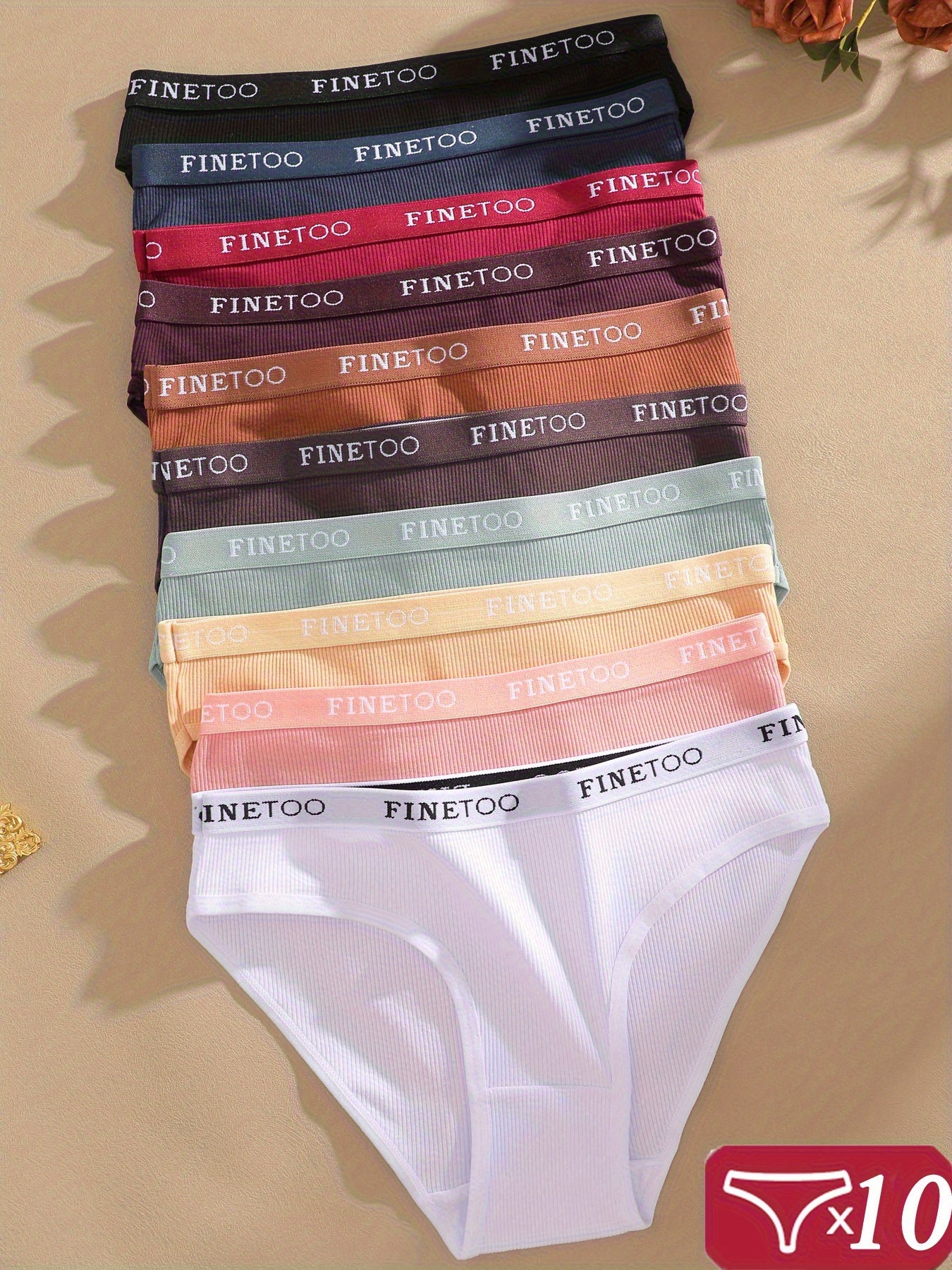 [Breathable Soft Underwear] 10pcs Panties Low Waist Panties for Women Breathable Briefs Cute Soft Underwear
