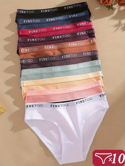 [Breathable Soft Underwear] 10pcs Panties Low Waist Panties for Women Breathable Briefs Cute Soft Underwear