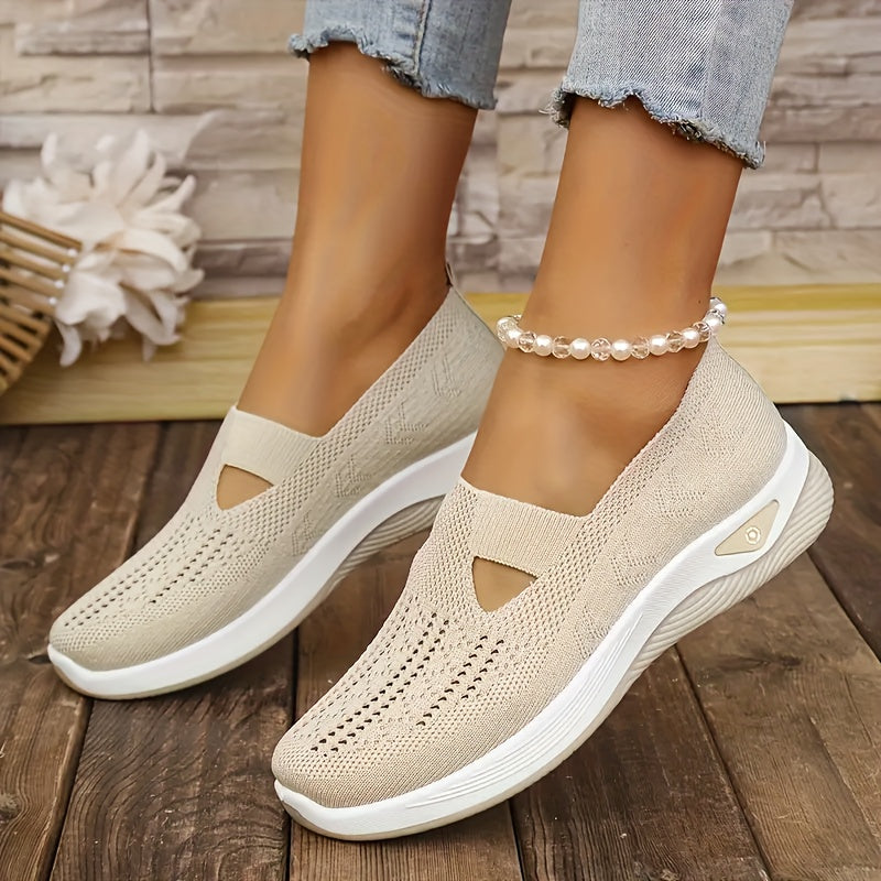 Women's Flats, Comfortable Elastic Woven Sneakers with Breathable Mesh for Casual Walking And Running, Lightweight Athletic Footwear, Women Shoes