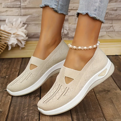 Women's Flats, Comfortable Elastic Woven Sneakers with Breathable Mesh for Casual Walking And Running, Lightweight Athletic Footwear, Women Shoes