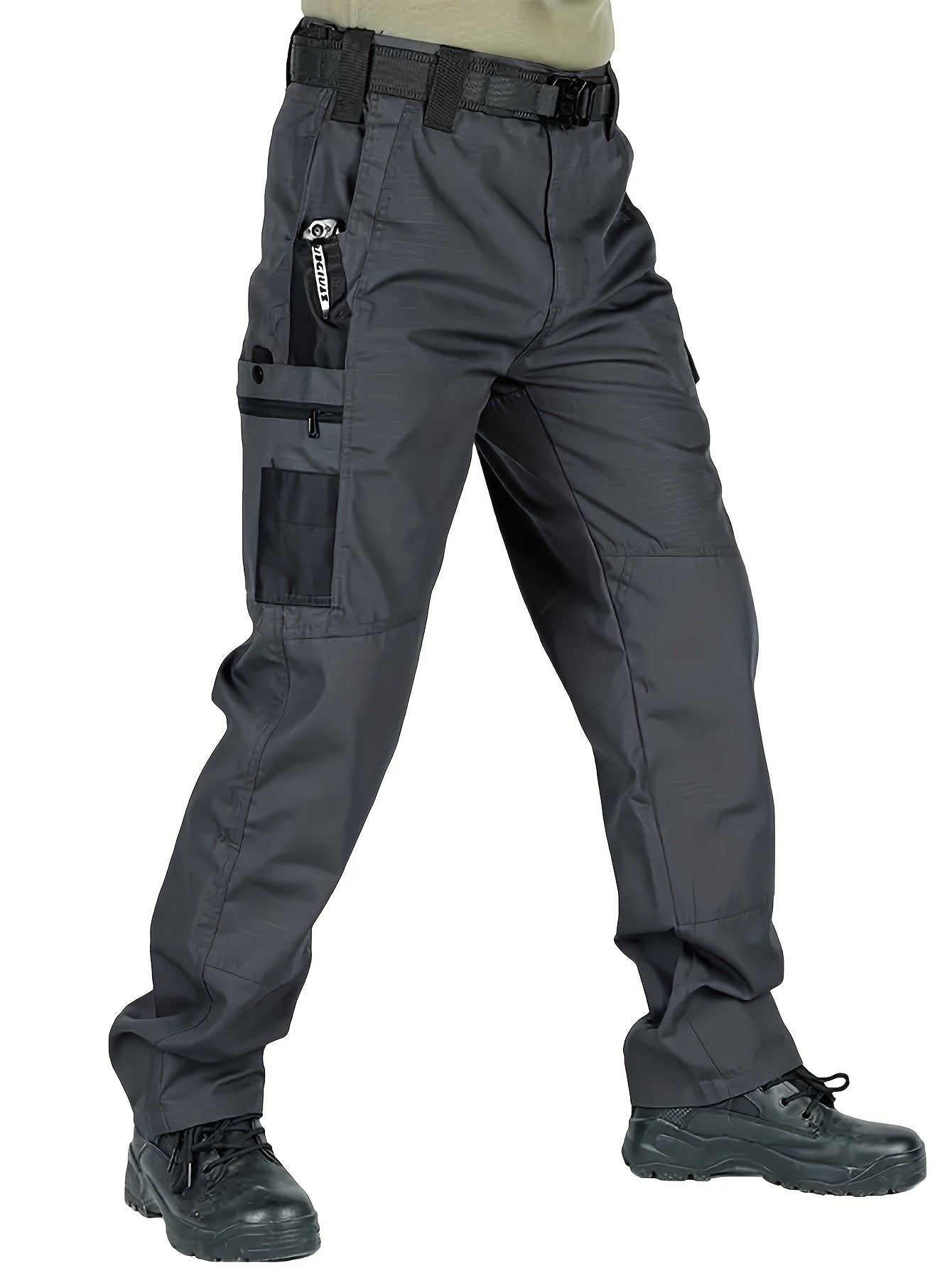 2pcs Set, Men'S Outdoor Cargo Pants, Multi-Functional Pockets, Lightweight, Ripstop, Durable Work Pants, for Camping Hiking Fishing, Suitable for Spring Summer And Autumn Seasons