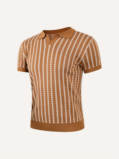 Men's Knitted Polo Top Business Leading Short Sleeve Golf Casual Polo Top