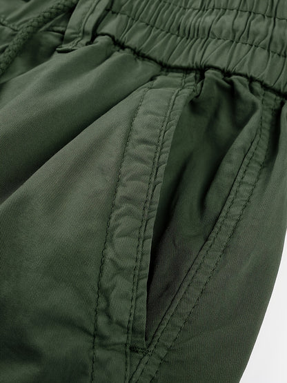 Solid Cargo Men's Casual Long Pants with Multiple Pockets AndButtons, Outdoor Hiking Camping Mountaineering