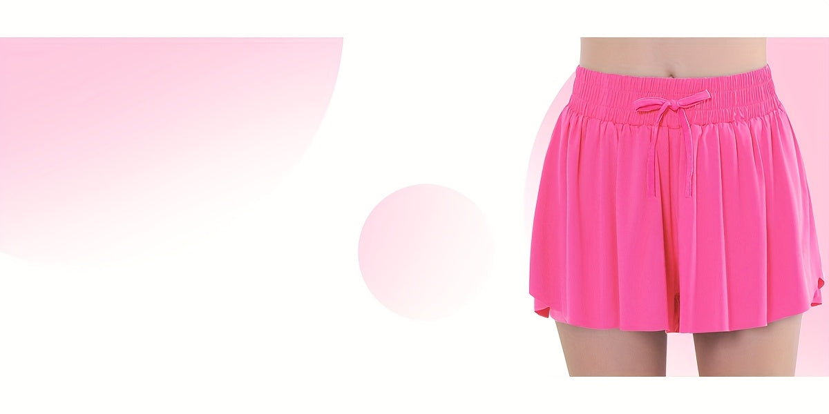 EXARUS 3-Pack Girls Flowy Shorts 2-In-1 Preppy Butterfly Skirt with Spandex Lining for Cheerleading Sports Fitness Teen Trendy Skirt Pants