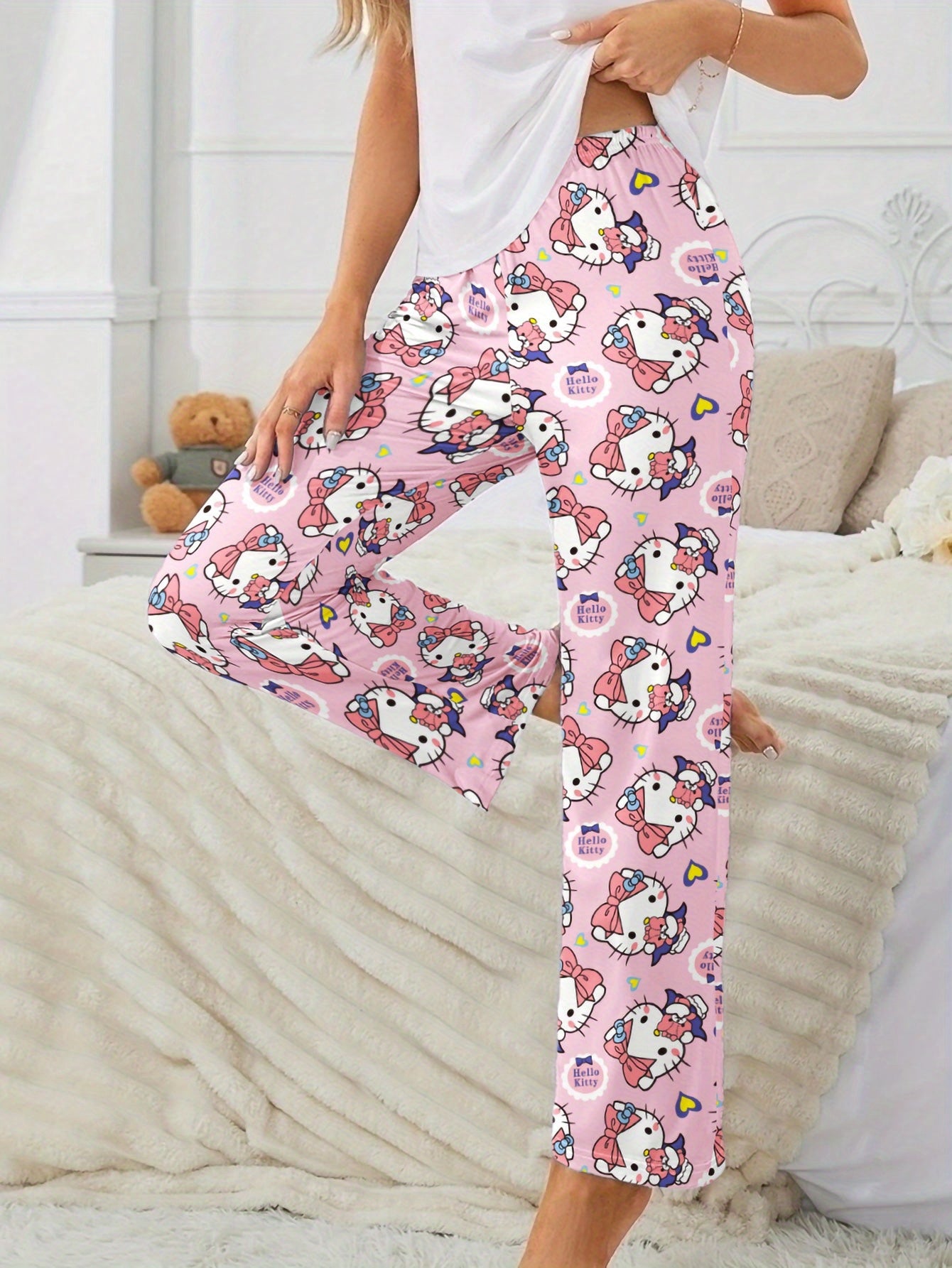 3pcs Hello Kitty Pajamas Pants Sanrio Anime Women's Pajama Pants Cartoon Couple Home Sleepwear Trousers Leisure Home Clothing
