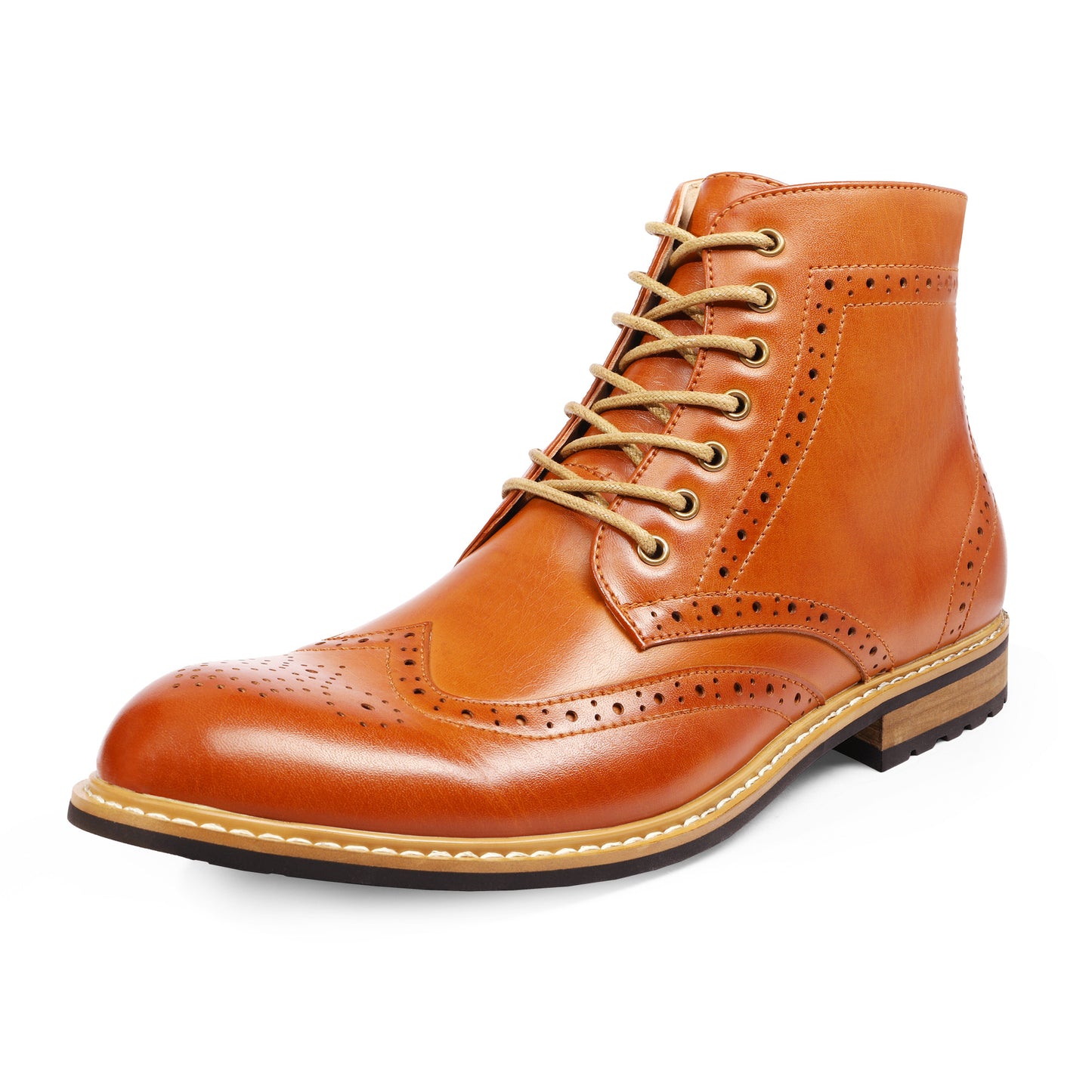 Men's Dress Ankle Motorcycle Boots Wingtip Lined Derby Oxfords