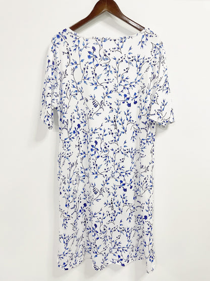 Plus Size, Women's Short Sleeve Round Neck Printed Dress