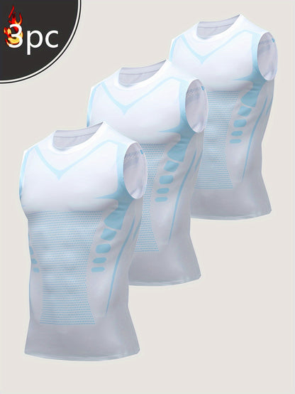 Set of 3 Men'S Athletic Compression Tank Tops, Sleeveless Shirts for Basketball, American-Style Training Vests Designed for Moisture-Wicking And Quick-Drying, Ideal for Sports And Outdoor Activities