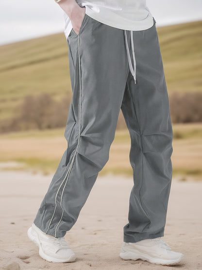 Men'S Plain Casual Trousers Designed for Outdoor Activities, Featuring Drawstrings And Breathable Fabric, Ideal for Fitness And Everyday Use in Any Season