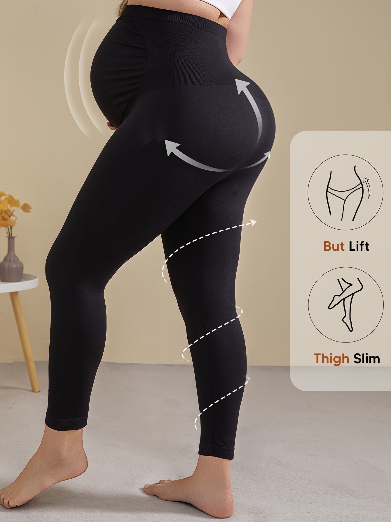 Black Knit High-Waist Leggings - product view 2
