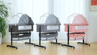Baby Basinet, Bedside Bassinet for Baby, Height Adjustable Bassinet Bedside Sleeper with Lockable Wheels & Mosquito Nets, Large Storage Bag & Comfortable Mattresses Included. Item Weight: 6.8Kg (15 Lb). Maximum Weight Recommendation: 20Kg (44 Lb)
