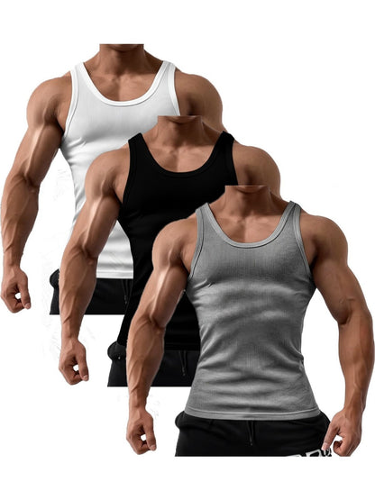 Men's Solid Color Tank Top - Classic Neck Sleeveless 463269
