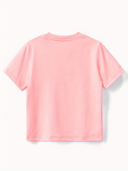 Girls "SUNSHINE MIXED WITH A LITTLE HURRICANE" Print 100% Short Sleeve T-Shirt, Comfy Casual Tees for Girls Summer