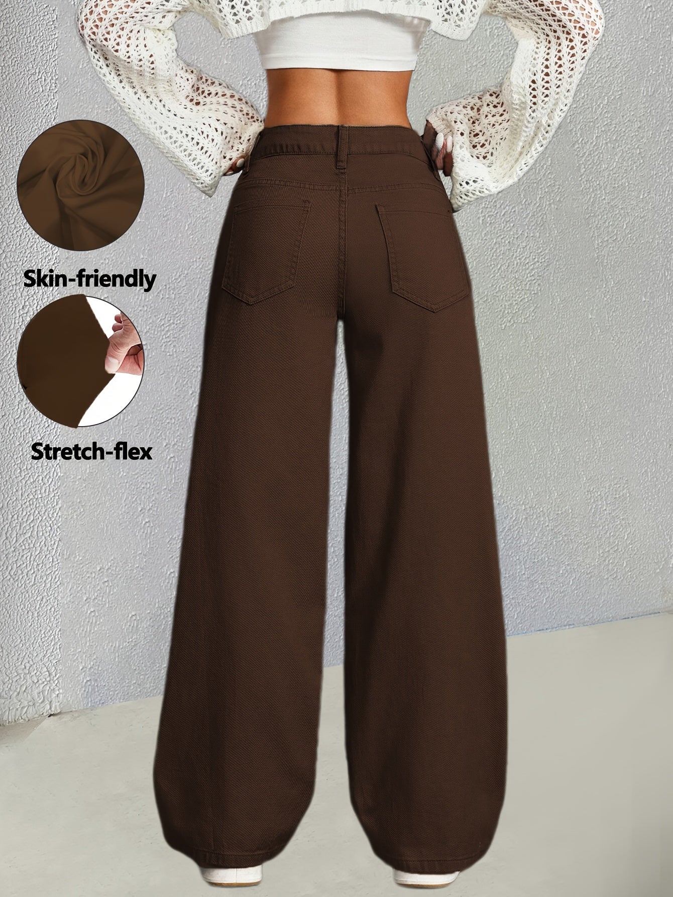 Women's Coffee Brown Denim High-Waist Jeans - product view 4