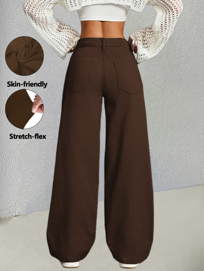 Women's Coffee Brown Denim High-Waist Jeans - product view 4