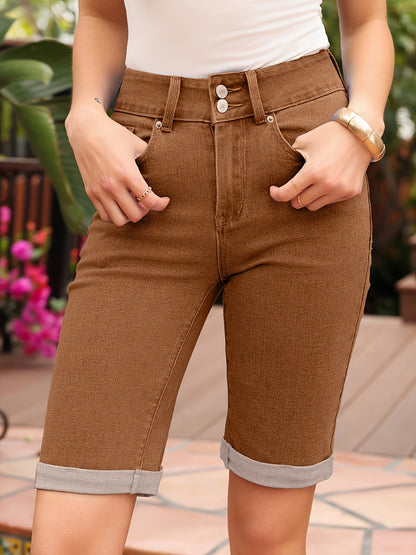 Women's Light Brown-1 Denim Shorts - product view 16