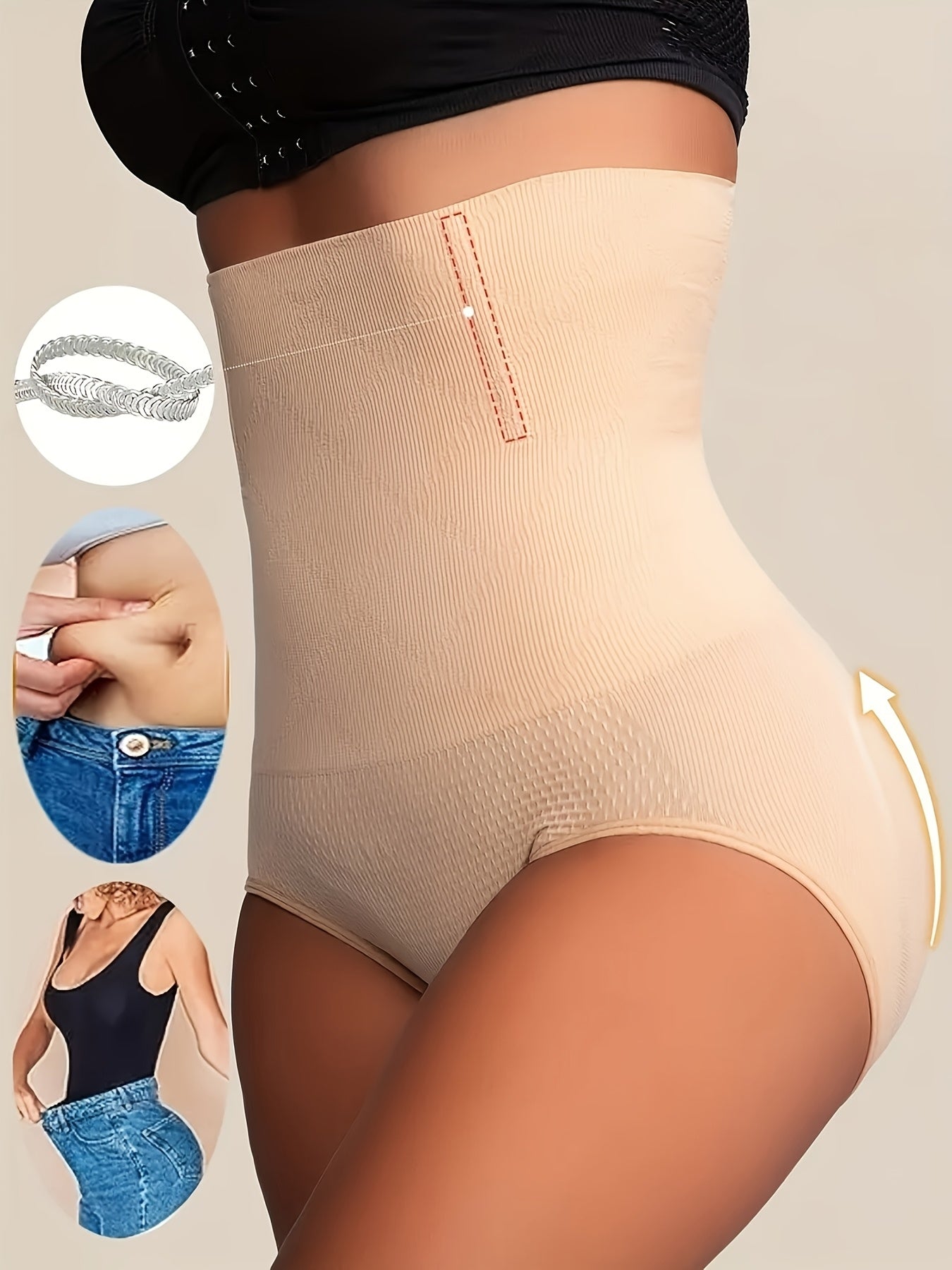 2pcsHigh-Waist Tummy Control Shapewear Panties for Women - Waist Trainer, Butt Lifter & Body Shaper Underwear