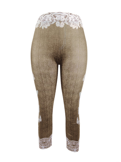 European And American Women'S Pants, Fashionable And Casual, Randomly Printed, Women'S Leggings, Cropped Pants, Tight Fitting