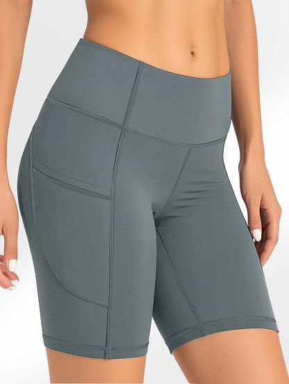 5pcs Set Of Large Sports Shorts For Women, Fashionable Casual Shorts, High Waist High Stretch Yoga Shorts, 5-inch Shorts With Phone Pocket