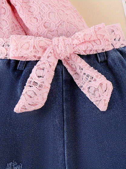 Baby Girls Clothes Fall Outfits For Girls Lace Off Shoulder Top Jeans Pant Sets Headband Belt 3pcs Newborn Infant Outfit Apricot With 3-24Months, for Outdoor
