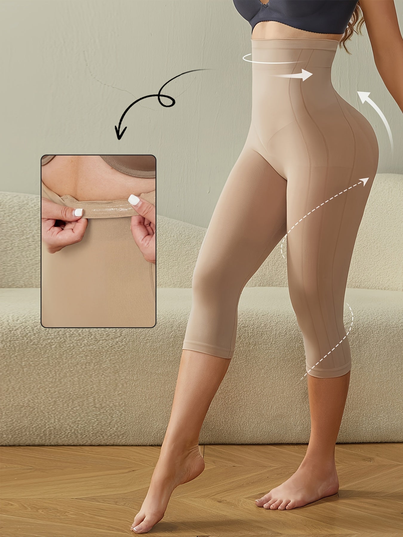 Solid High-Waisted Shaping Shorts Featuring an Anti-Slip Strip, Designed for Tummy Control And Butt Lifting. These Comfortable And Highly Elastic Shapewear Pieces Are Excellent for Abdominal And Hip Lifting