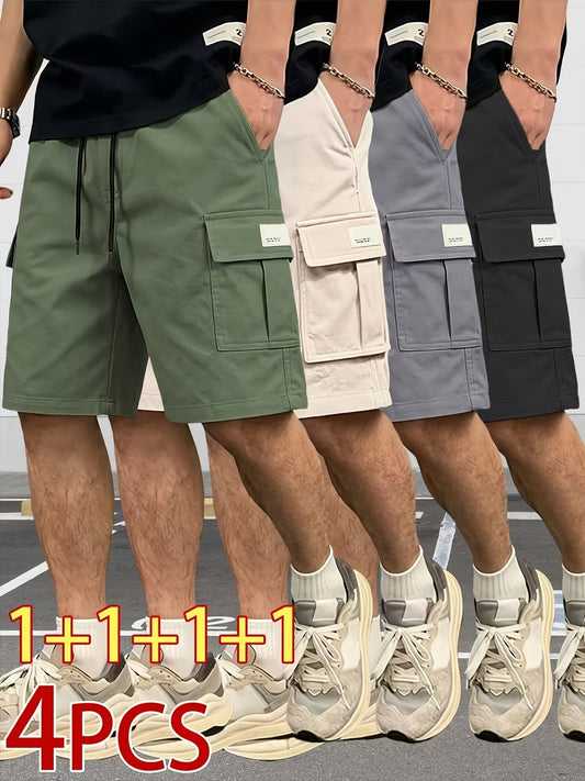 4pcs - Casual Loose Shorts for Men, Ideal for Outdoor Activities And Running, Featuring Large Pockets for Work, 5-Point Shorts Perfect for Summer, Trendy on Instagram, Suitable for Couples Playing Basketball, Comfortable for Casual Wear And Fitness