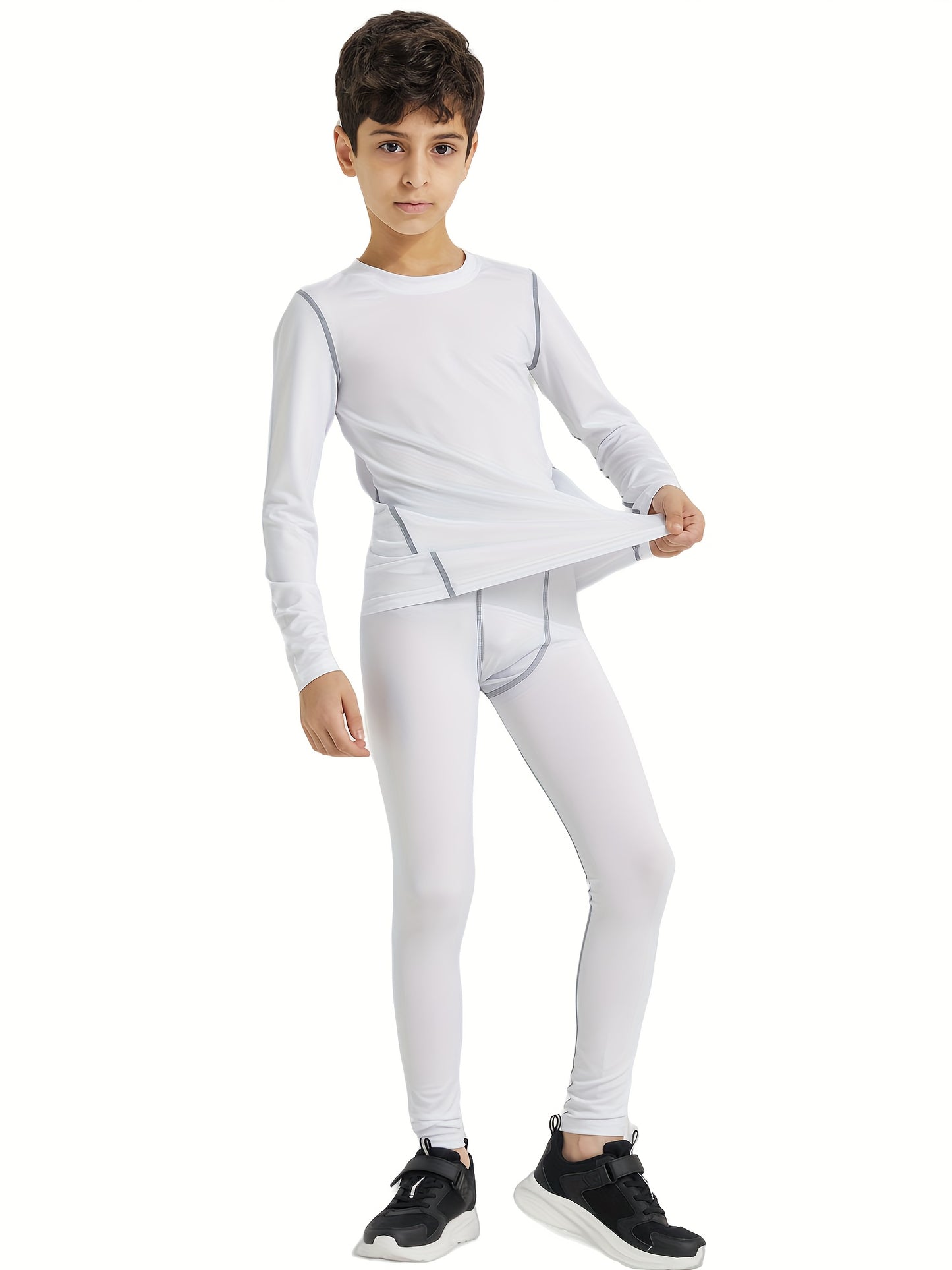 Boys' Sports Compression Set 2pcs Youngsters's Warm Underwear, Perfect for Outdoor