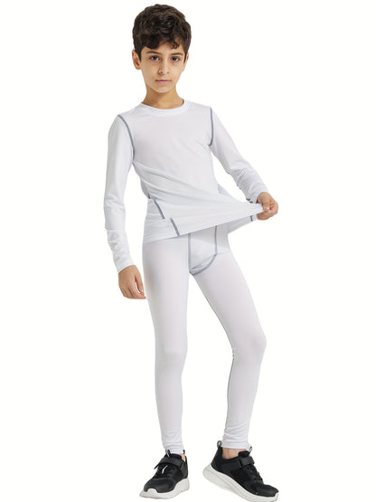 Boys' Sports Compression Set 2pcs Youngsters's Warm Underwear, Perfect for Outdoor