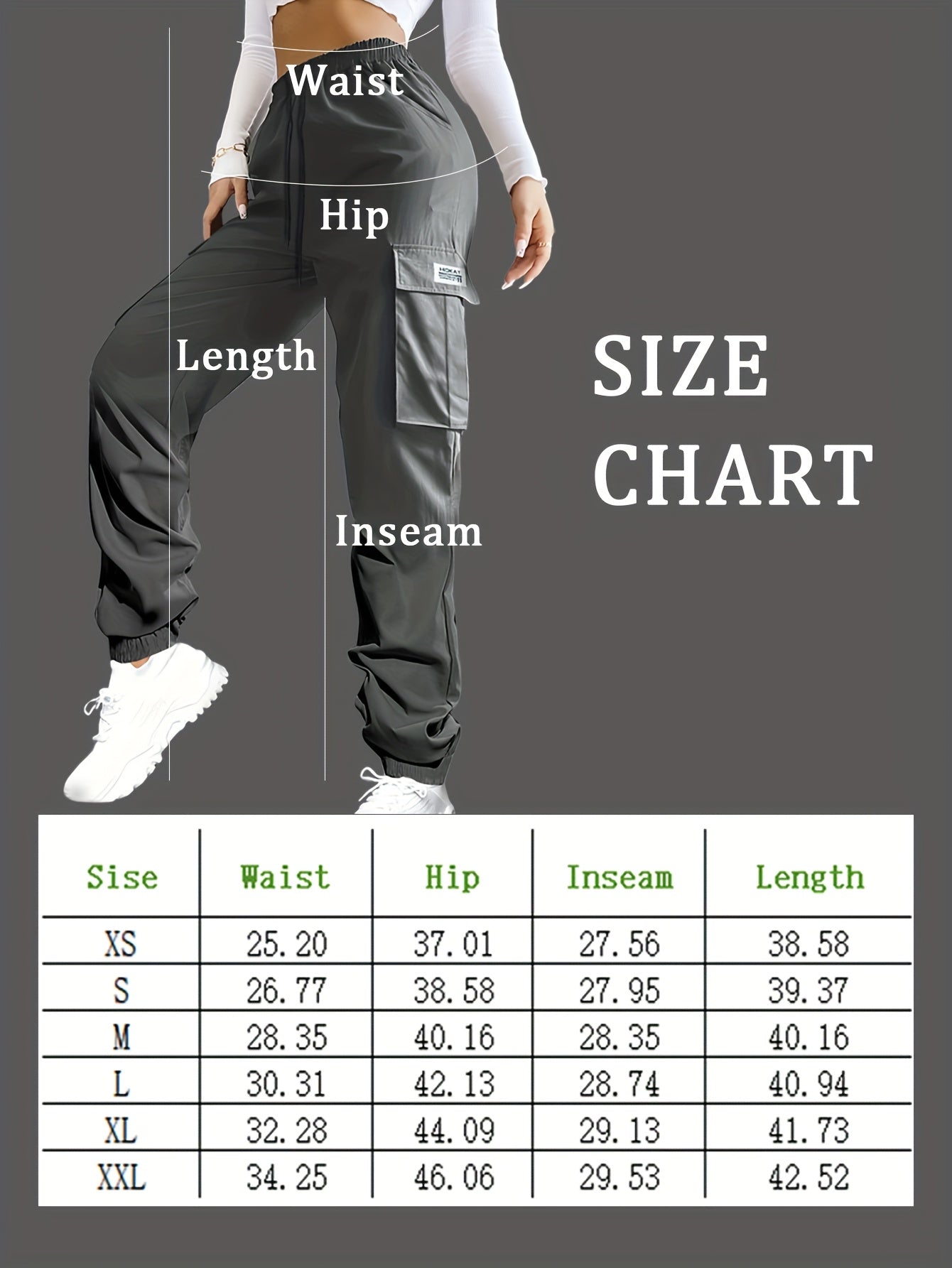 Women'S Zippered Pocket Cargo Pants, Stylish Large Pocket Design, Drawstring Elastic Waistband, Casual Outdoor/everyday Wear Trousers