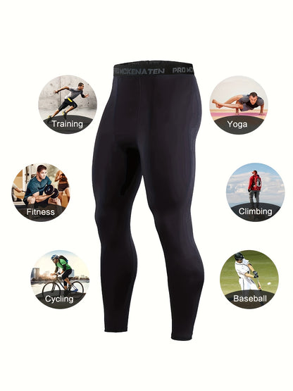 2 Build Men'S Pressure Training Suit-tights, Tights, Suitable For Running And Exercise-basketball Fitness-sports Compression Long-sleeved T-shirt +High Elastic Fast-drying Tights Fitness Kit, Sportswear, Suitable For Spring, Summer