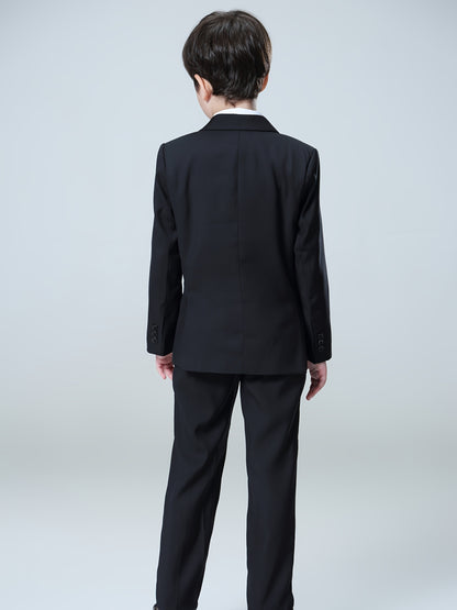 NIMBLE Boys Formal Suit Set Jacket Vest Trousers 3pcs 3-13Y Children Party Clothes Host Wedding Available In Four Colors Blue Black Khaki Navy Blue