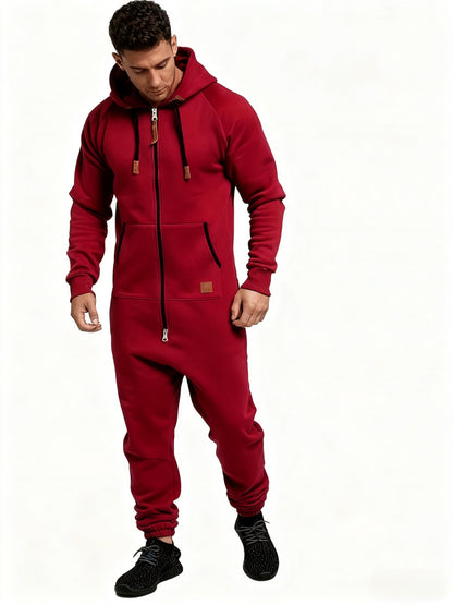 Autumn And Winter New Men's Hooded Jumpsuit, Pure Color Matching Fashionable Casual Jumpsuit, Coveralls, Essential for Home And Out, Is A Good Gift for People, Enjoy Discounts